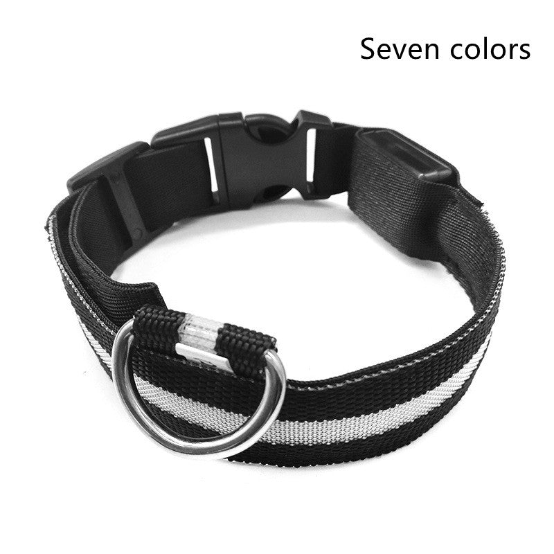 LED Luminous Pet Collar – Adjustable Nylon Safety Collar for Night Walks
