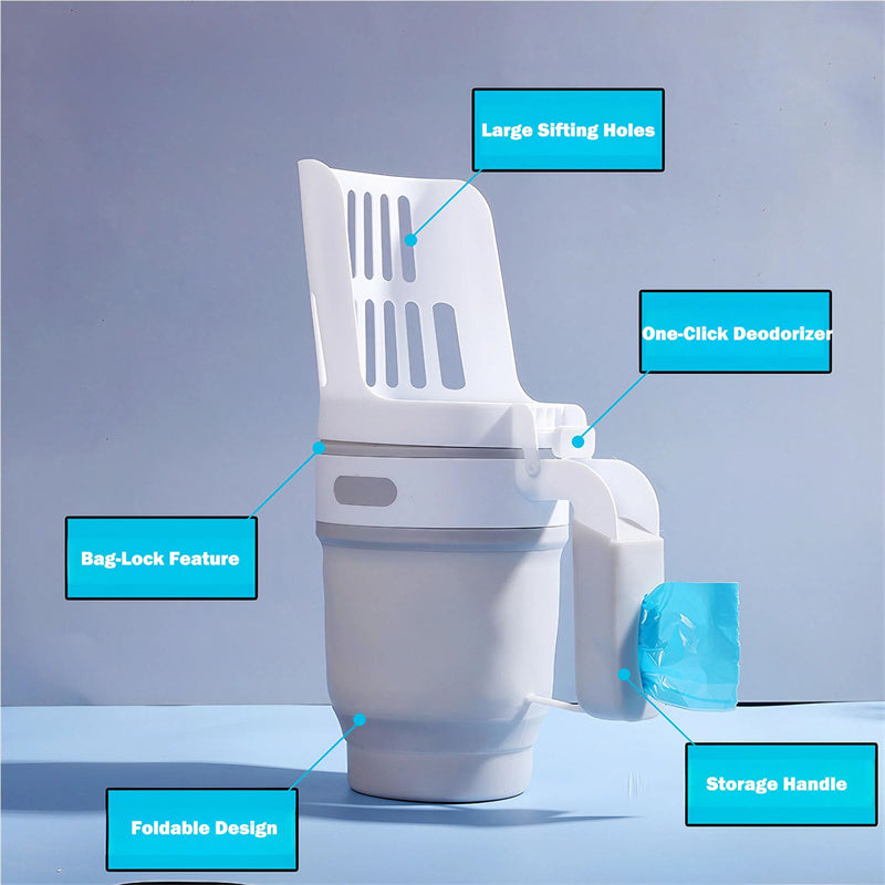 Upgraded Wide Cat Litter Scoop System with Waste Bin and Refill Bags