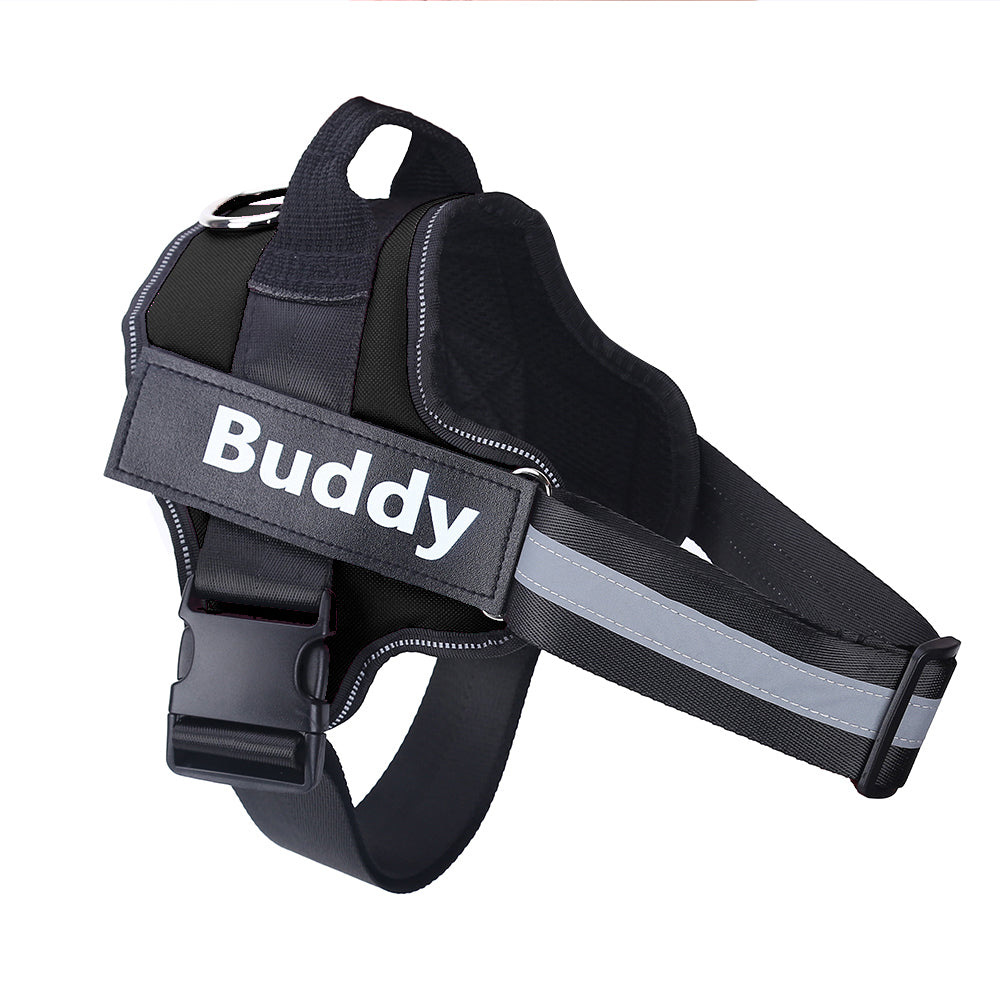 Adjustable Reflective Dog Harness with Custom Name Patch