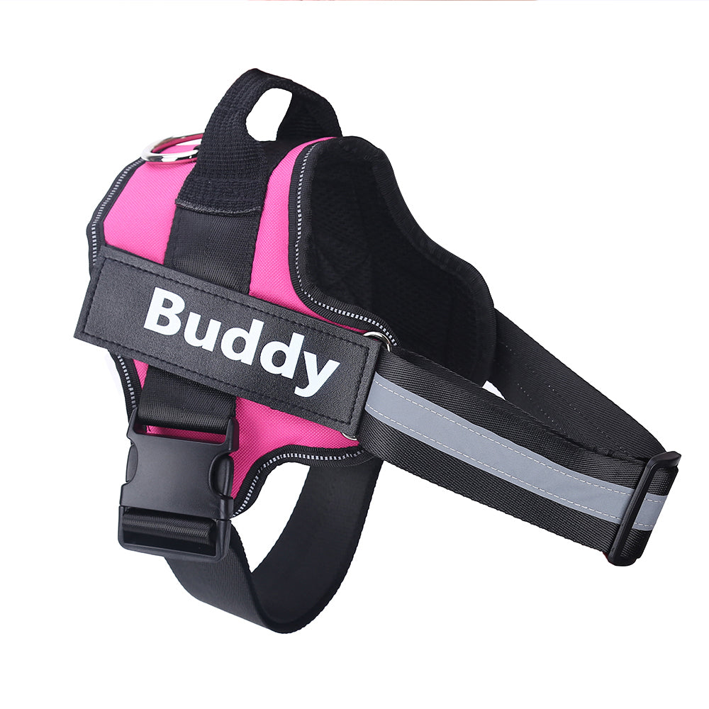 Adjustable Reflective Dog Harness with Custom Name Patch