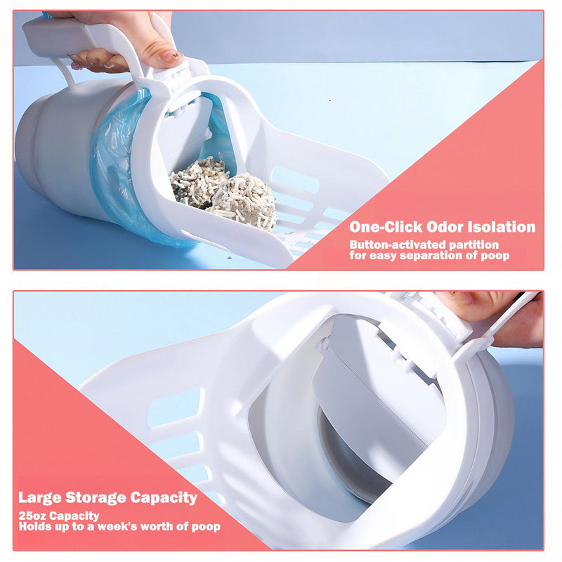 Upgraded Wide Cat Litter Scoop System with Waste Bin and Refill Bags