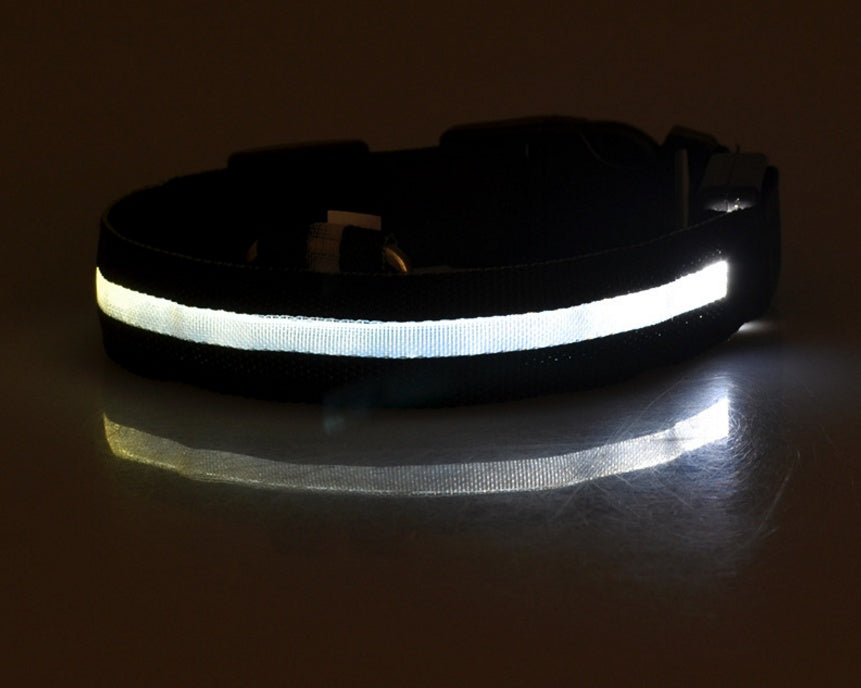LED Luminous Pet Collar – Adjustable Nylon Safety Collar for Night Walks