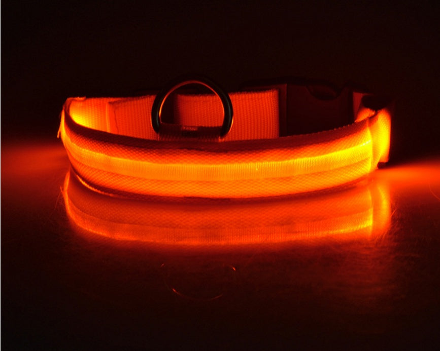 LED Luminous Pet Collar – Adjustable Nylon Safety Collar for Night Walks