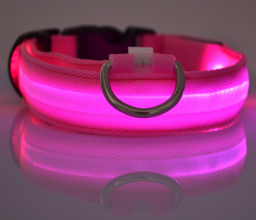 LED Luminous Pet Collar – Adjustable Nylon Safety Collar for Night Walks
