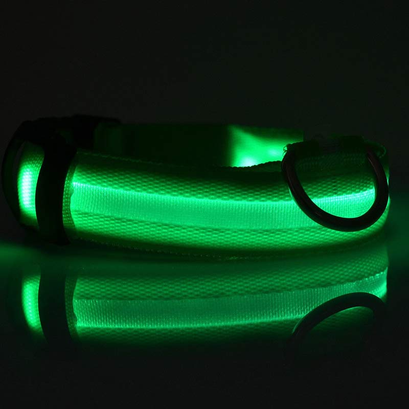 LED Luminous Pet Collar – Adjustable Nylon Safety Collar for Night Walks