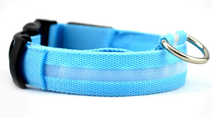 LED Luminous Pet Collar – Adjustable Nylon Safety Collar for Night Walks