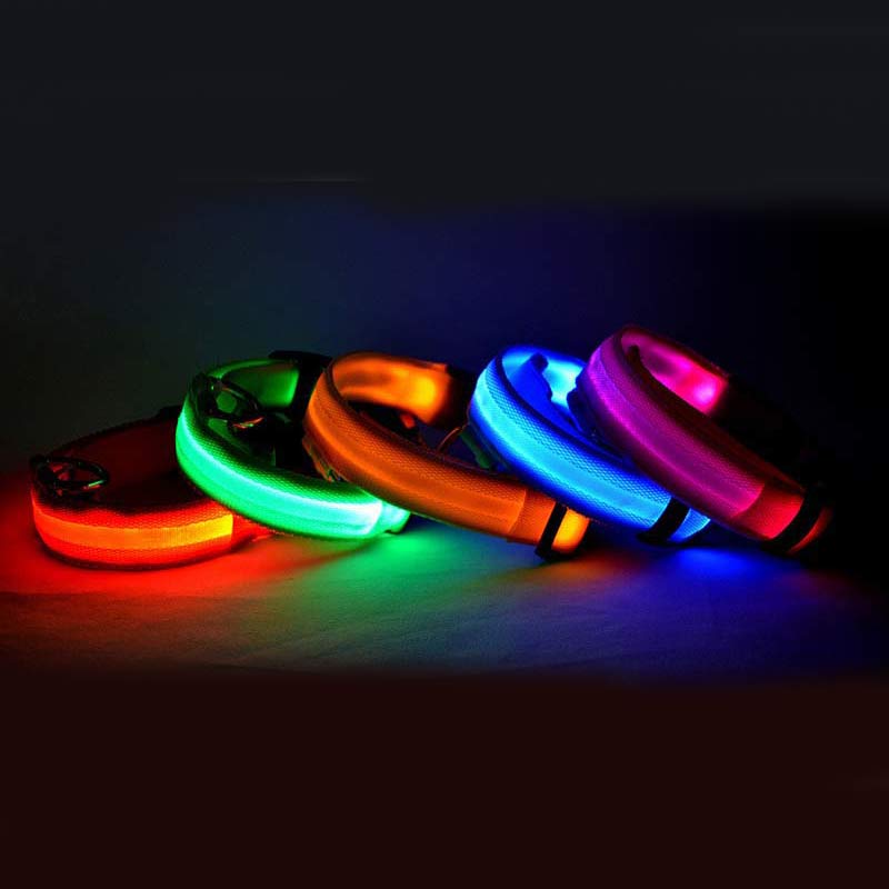 LED Luminous Pet Collar – Adjustable Nylon Safety Collar for Night Walks