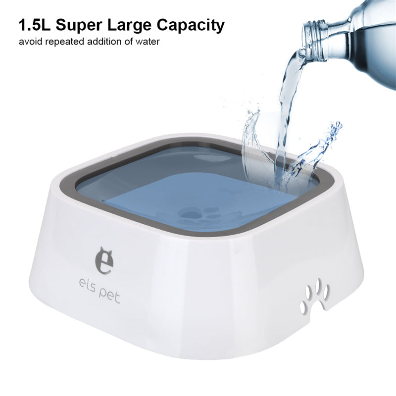 Anti-Overflow Floating Cat & Dog Water Bowl Slow Feeder Dispenser Fountain for Clean Hydration