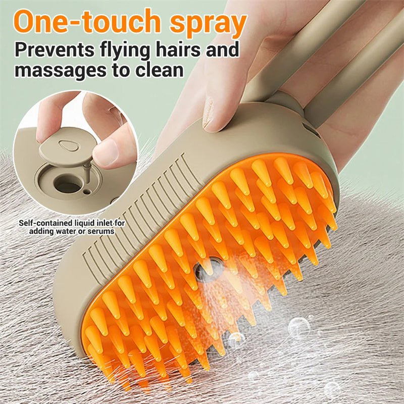3-in-1 Steam Pet Grooming Brush – Electric Spray Brush for Cats & Dogs