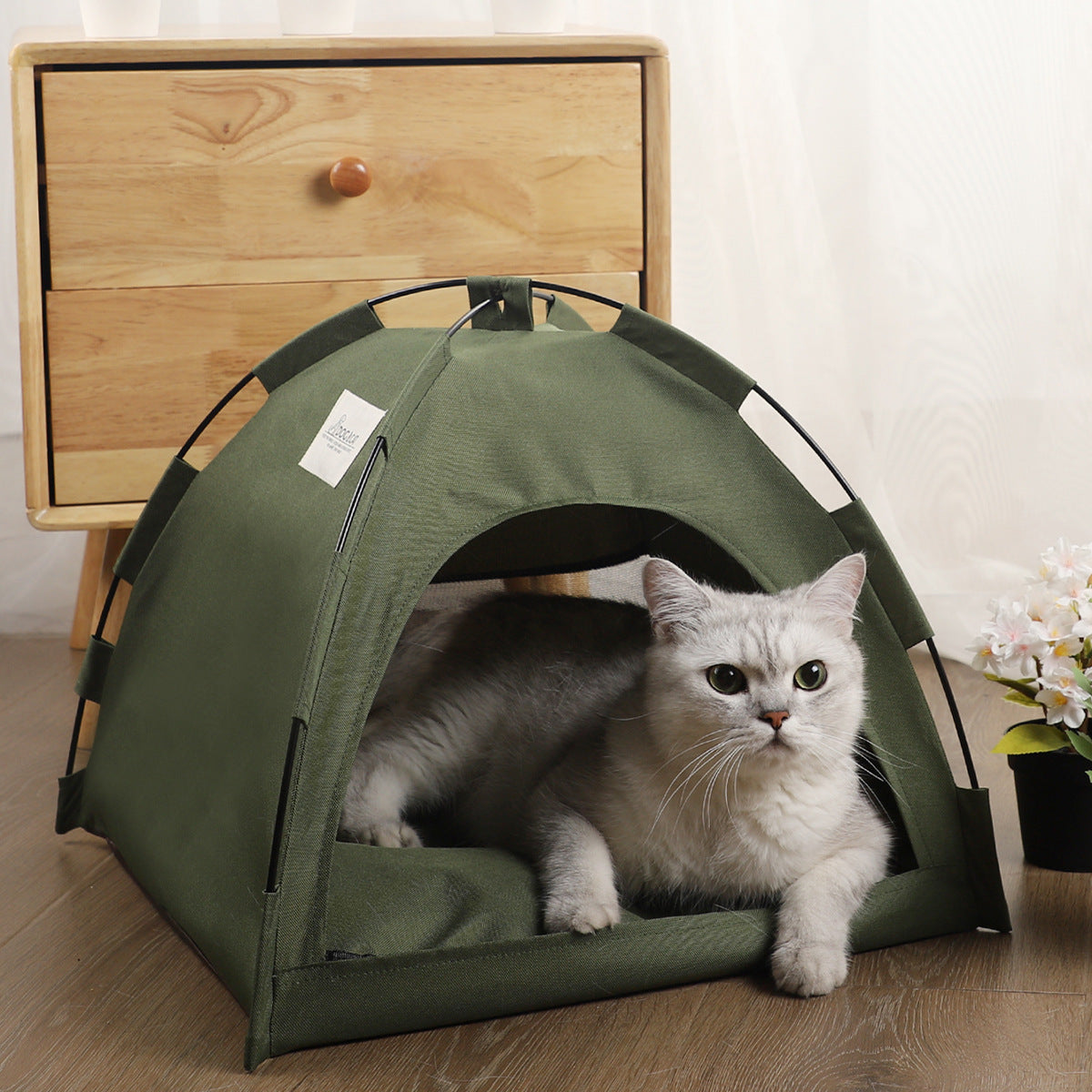 Cooling Pet Tent Bed – Cozy Dog House & Cat Nest with Cushion