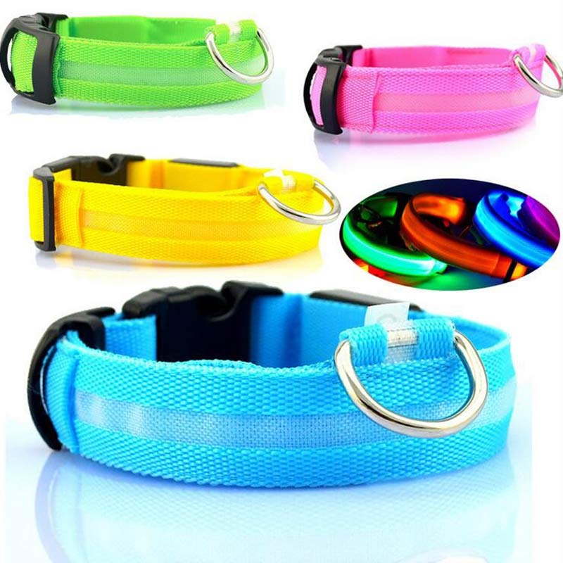 LED Luminous Pet Collar – Adjustable Nylon Safety Collar for Night Walks