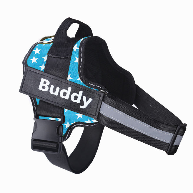 Adjustable Reflective Dog Harness with Custom Name Patch