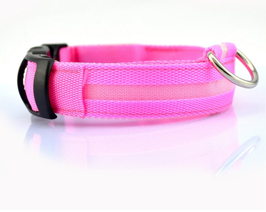 LED Luminous Pet Collar – Adjustable Nylon Safety Collar for Night Walks
