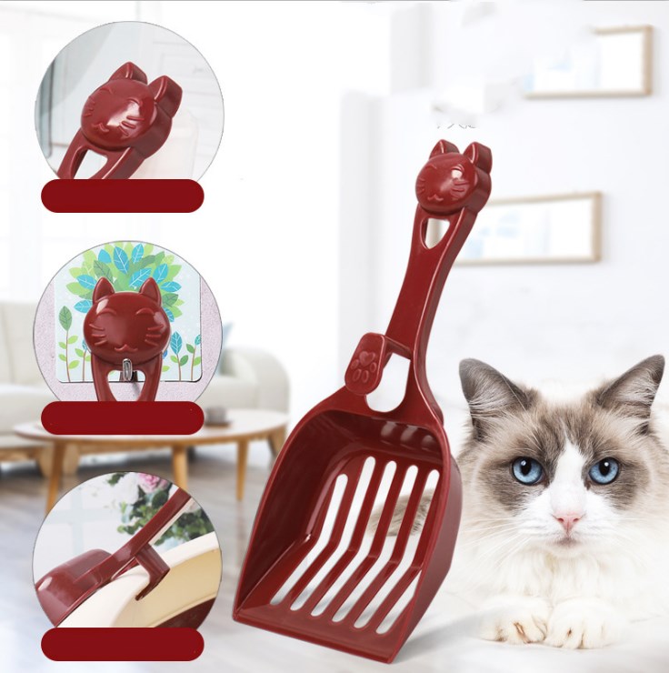 Plastic Cat Litter Shovel – Cute Cat Head Design Durable Litter Scooper for Easy Cleaning