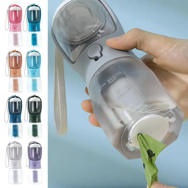 3-in-1 Portable Dog Cup – Water, Food & Waste Bag for Pets