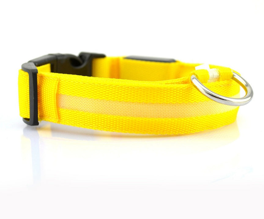LED Luminous Pet Collar – Adjustable Nylon Safety Collar for Night Walks