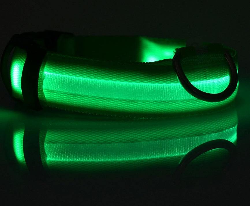 LED Luminous Pet Collar – Adjustable Nylon Safety Collar for Night Walks