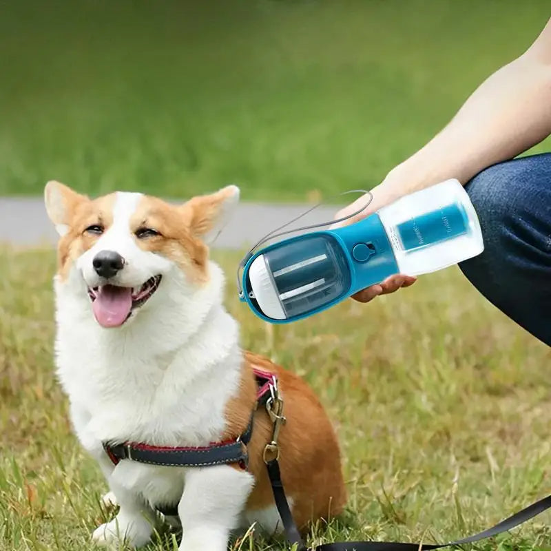 3-in-1 Portable Dog Cup – Water, Food & Waste Bag for Pets
