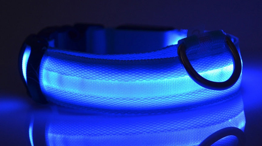 LED Luminous Pet Collar – Adjustable Nylon Safety Collar for Night Walks