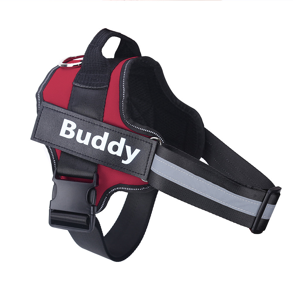 Adjustable Reflective Dog Harness with Custom Name Patch