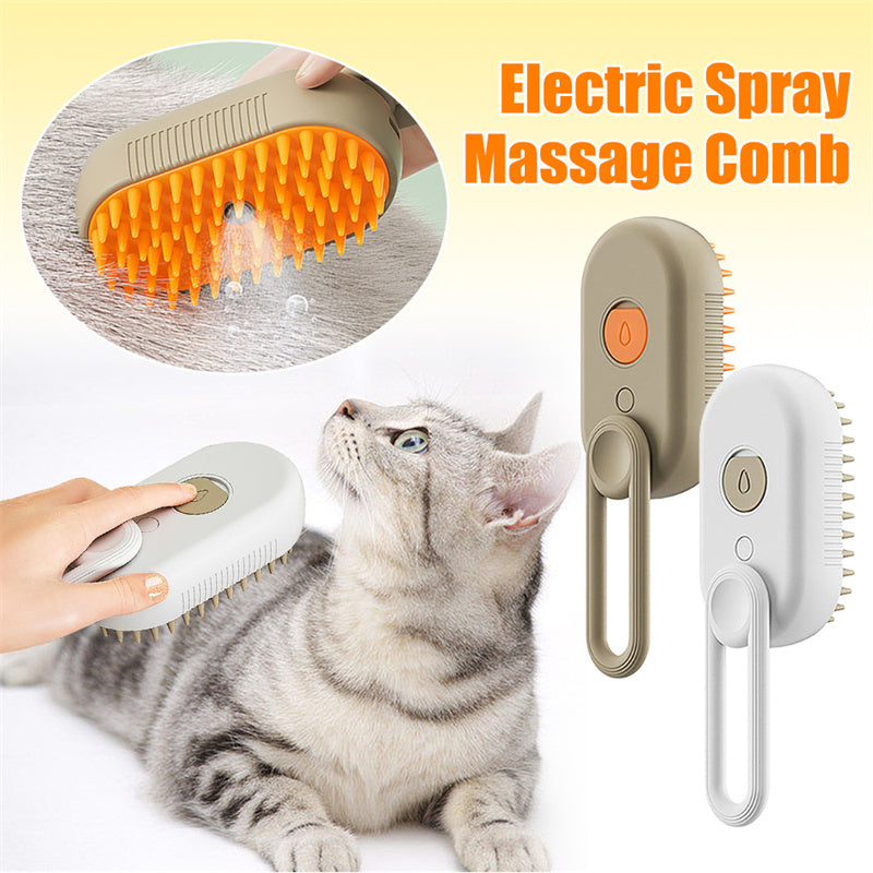 3-in-1 Steam Pet Grooming Brush – Electric Spray Brush for Cats & Dogs