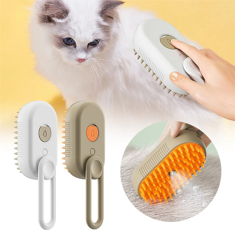 3-in-1 Steam Pet Grooming Brush – Electric Spray Brush for Cats & Dogs