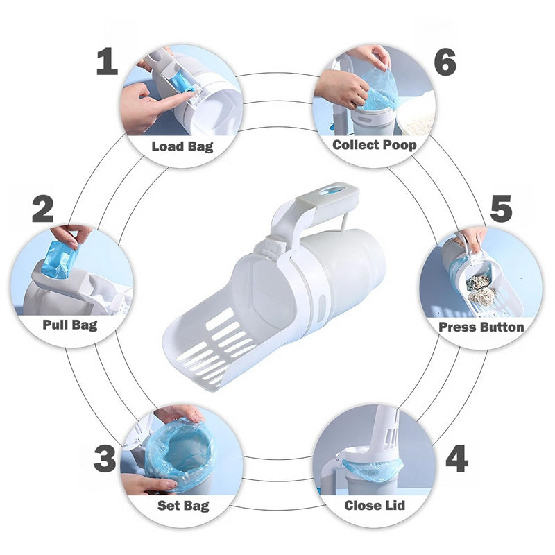 Upgraded Wide Cat Litter Scoop System with Waste Bin and Refill Bags