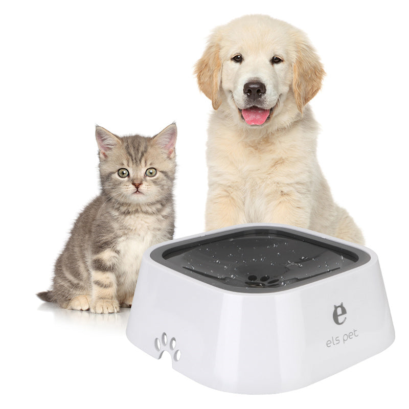 Anti-Overflow Floating Cat & Dog Water Bowl Slow Feeder Dispenser Fountain for Clean Hydration