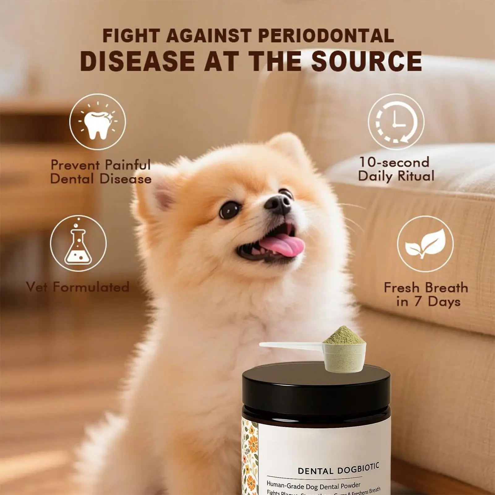 Dog Teeth Cleaning Powder for Fresh Breath and Healthy Gums