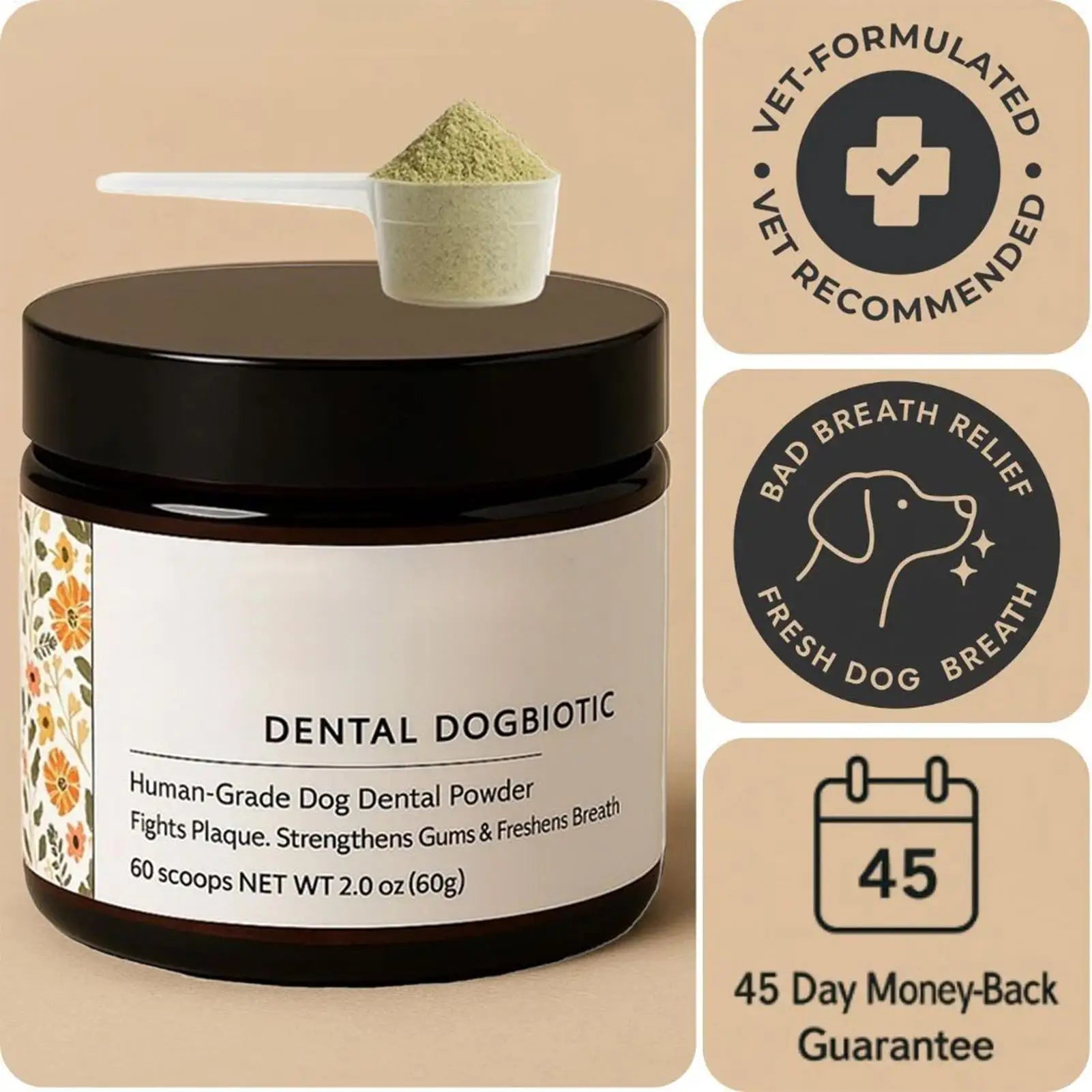 Dog Teeth Cleaning Powder for Fresh Breath and Healthy Gums