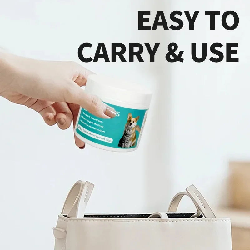 Pet Eye Wipes for Cats & Dogs – Gentle Tear Stain & Eye Cleaning Wet Tissues