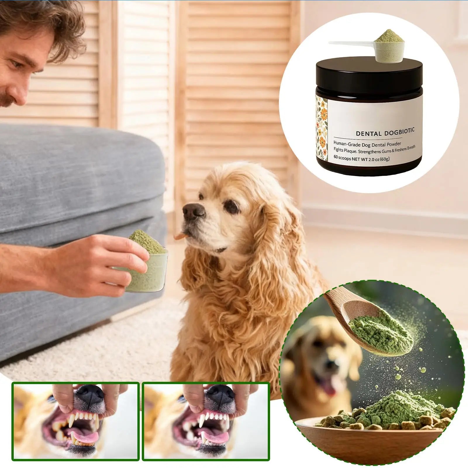 Dog Teeth Cleaning Powder for Fresh Breath and Healthy Gums