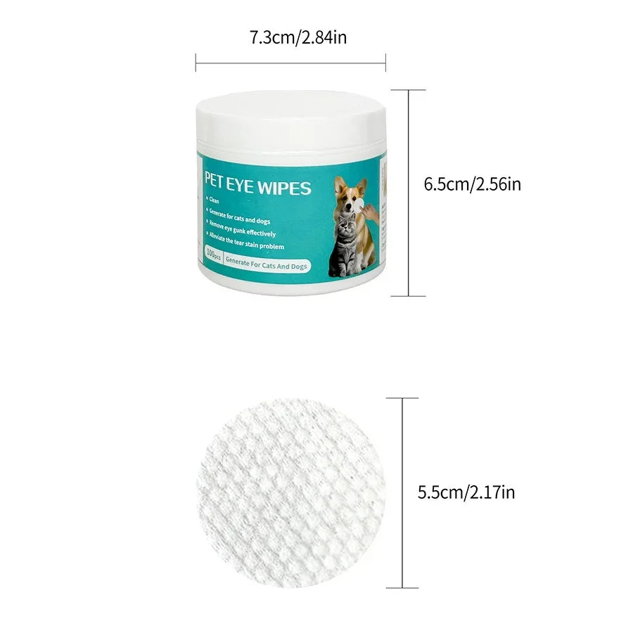 Pet Eye Wipes for Cats & Dogs – Gentle Tear Stain & Eye Cleaning Wet Tissues