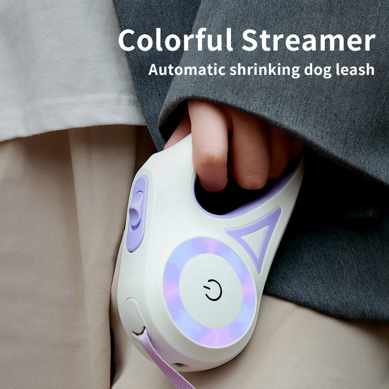 Retractable Dog Leash with Collar – Automatic Traction Rope with Safety Light