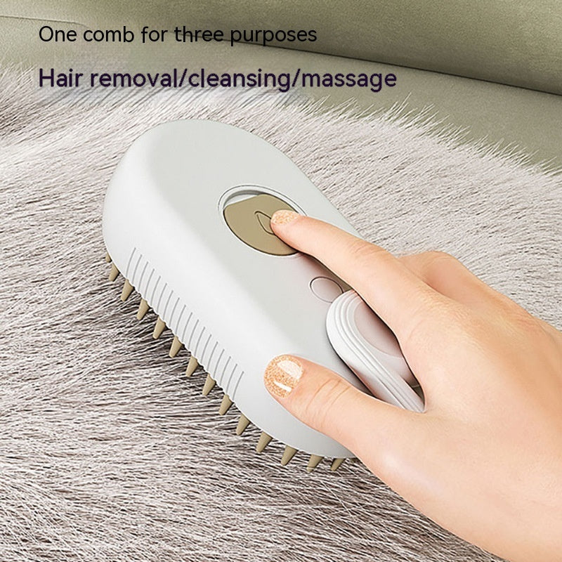 3-in-1 Steam Pet Grooming Brush – Electric Spray Brush for Cats & Dogs