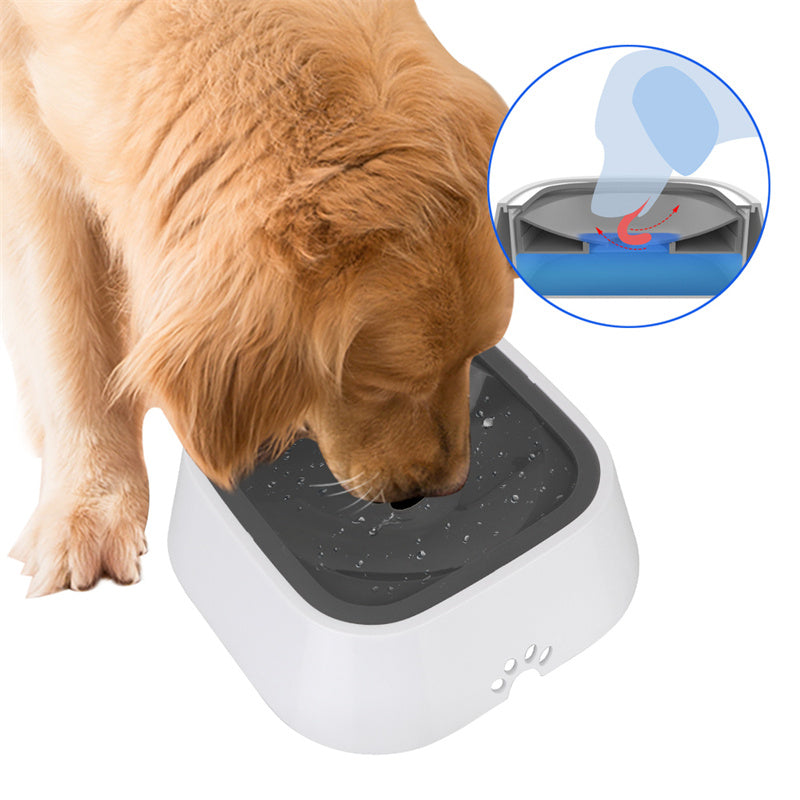 Anti-Overflow Floating Cat & Dog Water Bowl Slow Feeder Dispenser Fountain for Clean Hydration