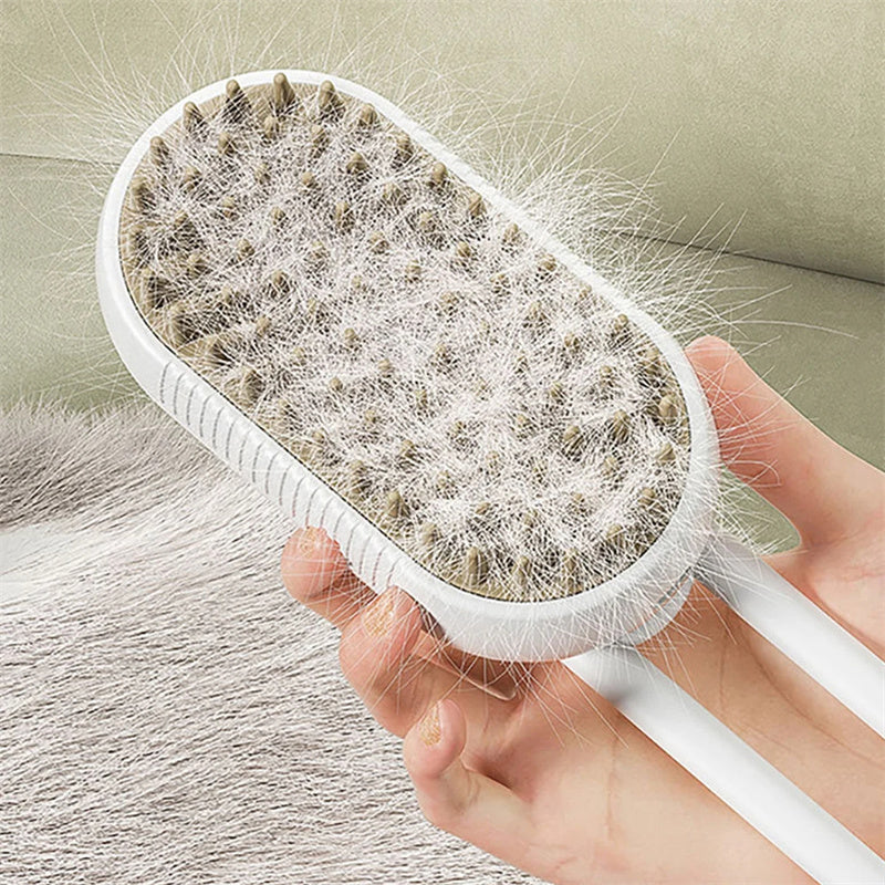 3-in-1 Steam Pet Grooming Brush – Electric Spray Brush for Cats & Dogs