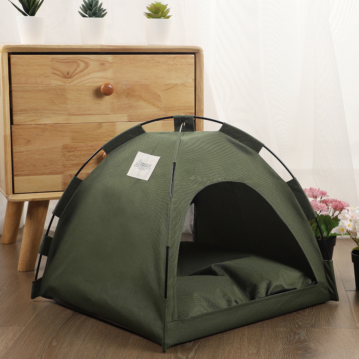 Cooling Pet Tent Bed – Cozy Dog House & Cat Nest with Cushion